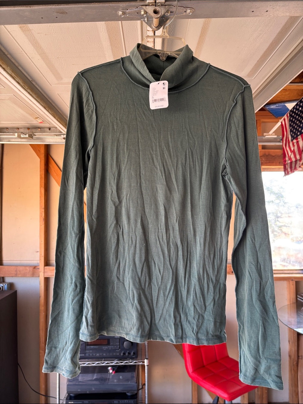 We The Free Forest Green Mock Neck Long Sleeve Top